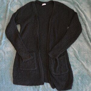 Full Tilt | Essential Black Crochet\Knit Cardigan With Pockets